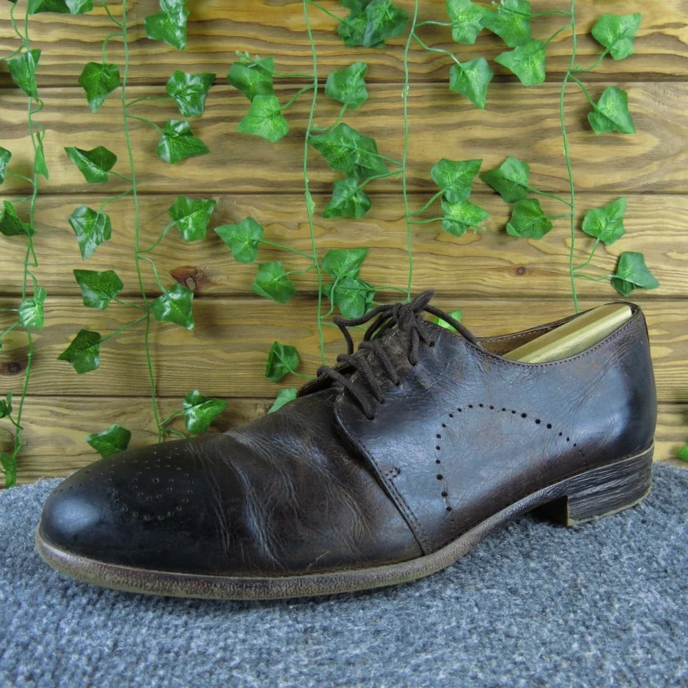 Robert Wayne Utah‎ Brown Leather Oxford Shoes Men 11D Dress Casual Lace-Up